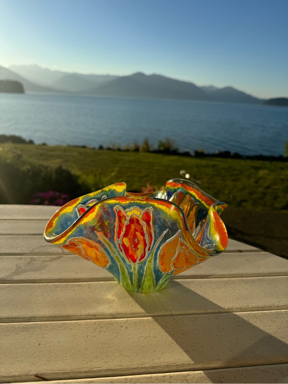 Handmade Multicolor Glass Decorative Bowl - Artist Crafted